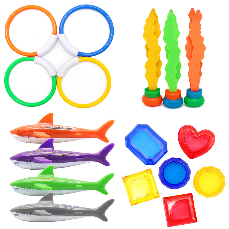 Cross border Amazon diving toys children's swimming pool treasure hunt diving torpedo water ring diamond water play set toys