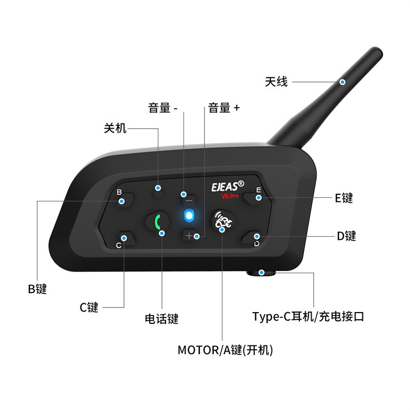 EJEAS Шлем, рация, музыкальные наушники, 6 pro+, bluetooth