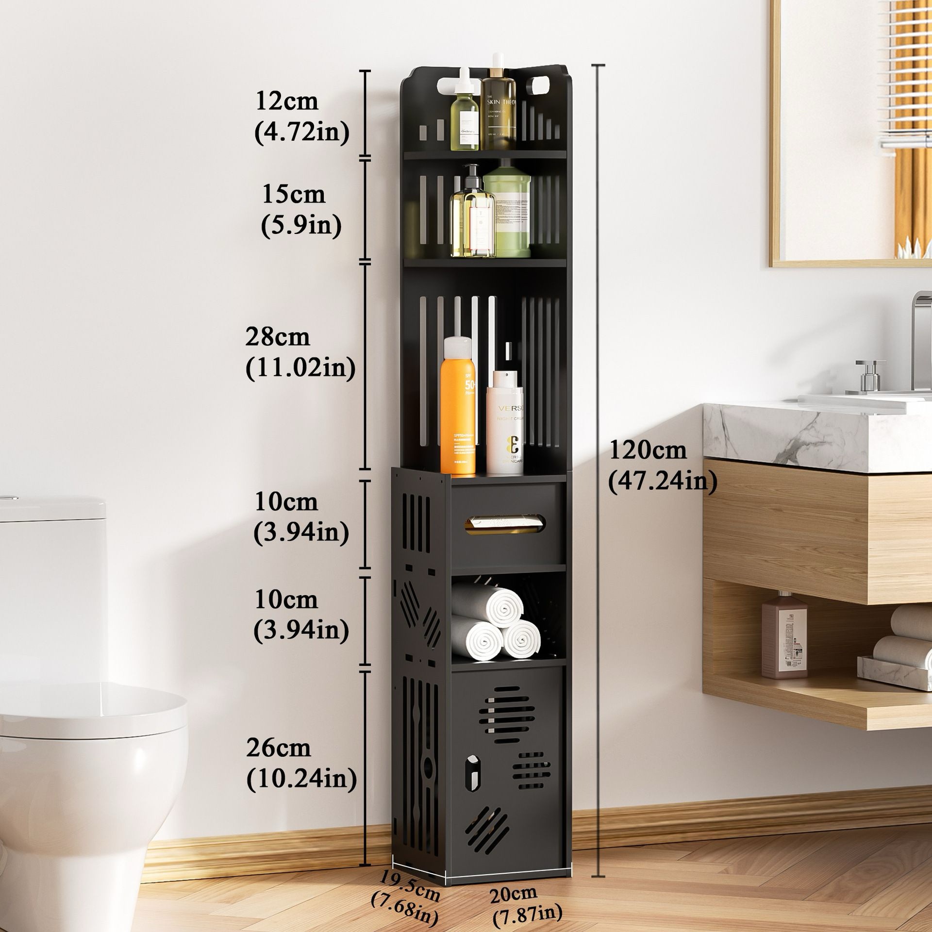 Bathroom storage cabinet, side cabinet, narrow cabinet, floor standing toilet, toilet shelf, standing cabinet, side cabinet, bathroom cabinet