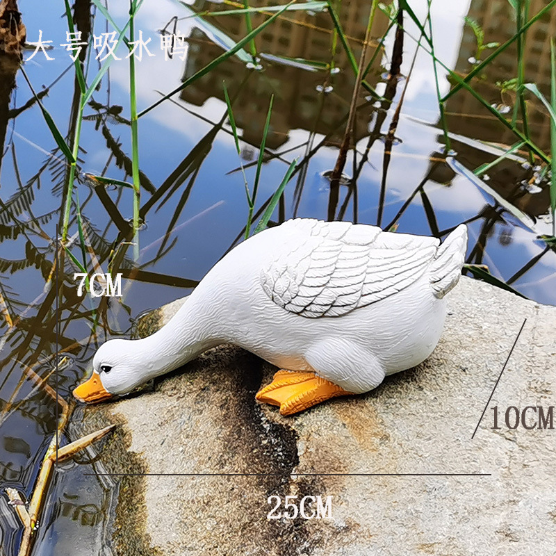 Courtyard rockery, water pool, duck resin ornaments, outdoor garden landscaping, micro landscape, fish pool, water scenery, animal decorations