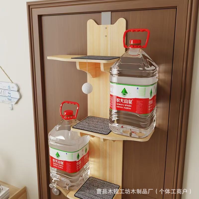 Дверная рама для лазания для кошек, кошачье гнездо, кошачье дерево, встроенная небольшая платформа для прыжков для кошек из цельного дерева, которая не занимает места, не требует перфорации, настенная стойка для кошек