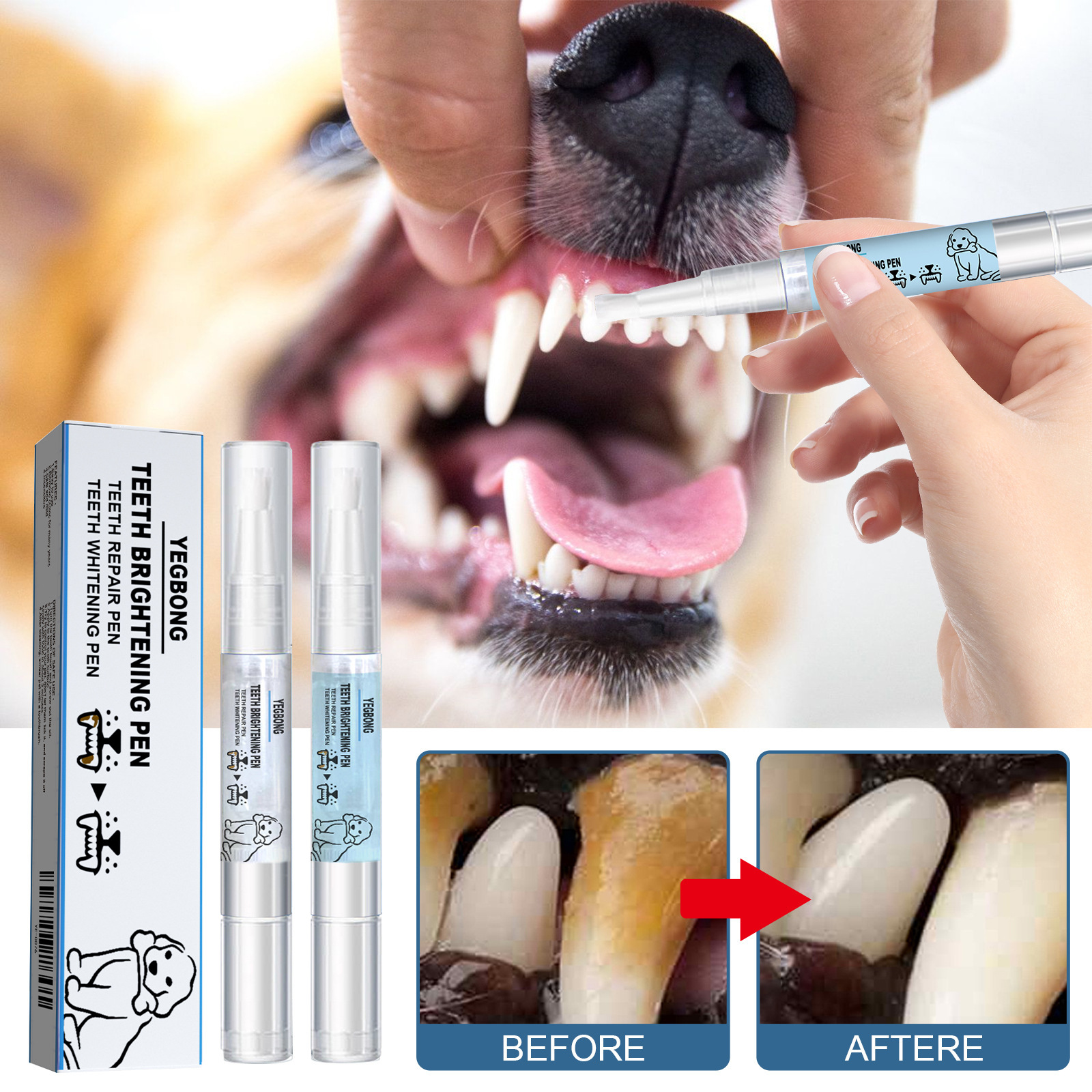 Yegbong Pet Dyber Pen Dog Cat Cat Dental Dental Cleanship Tool Cat and Dog Pet Clean ручка