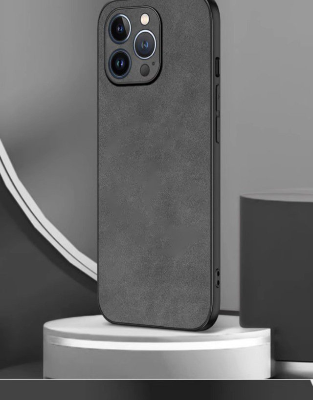 苹果15手机壳iphone13简约14pro羊巴皮11男款xr高级感xsmax保护套