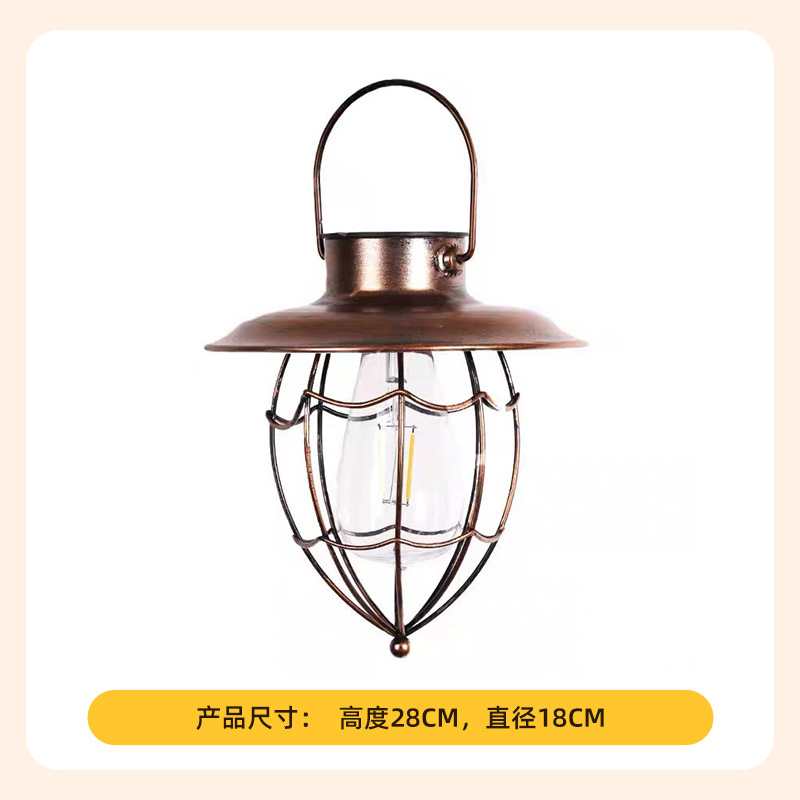 太阳能复古挂灯铁艺LED吊灯庭院灯吊灯阳台防水室外花园灯笼装饰