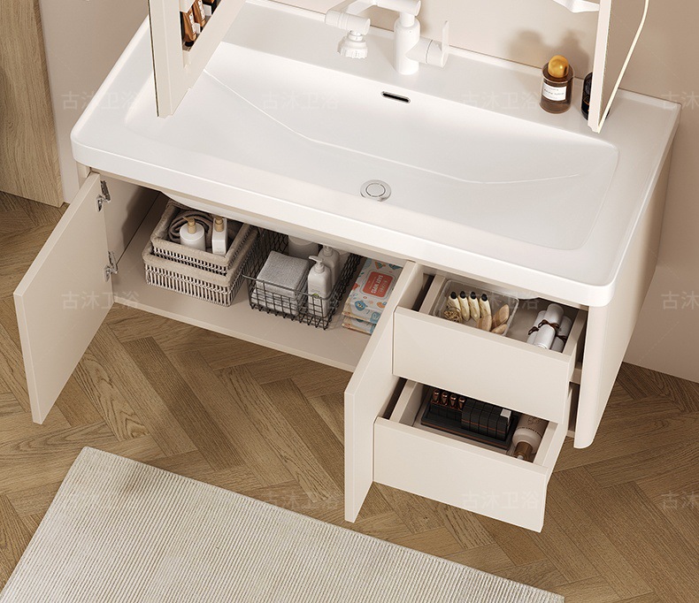 Honeycomb aluminum bathroom cabinet deepened 18cm ceramic integrated basin bathroom waterproof washing and hand washing integrated basin combination