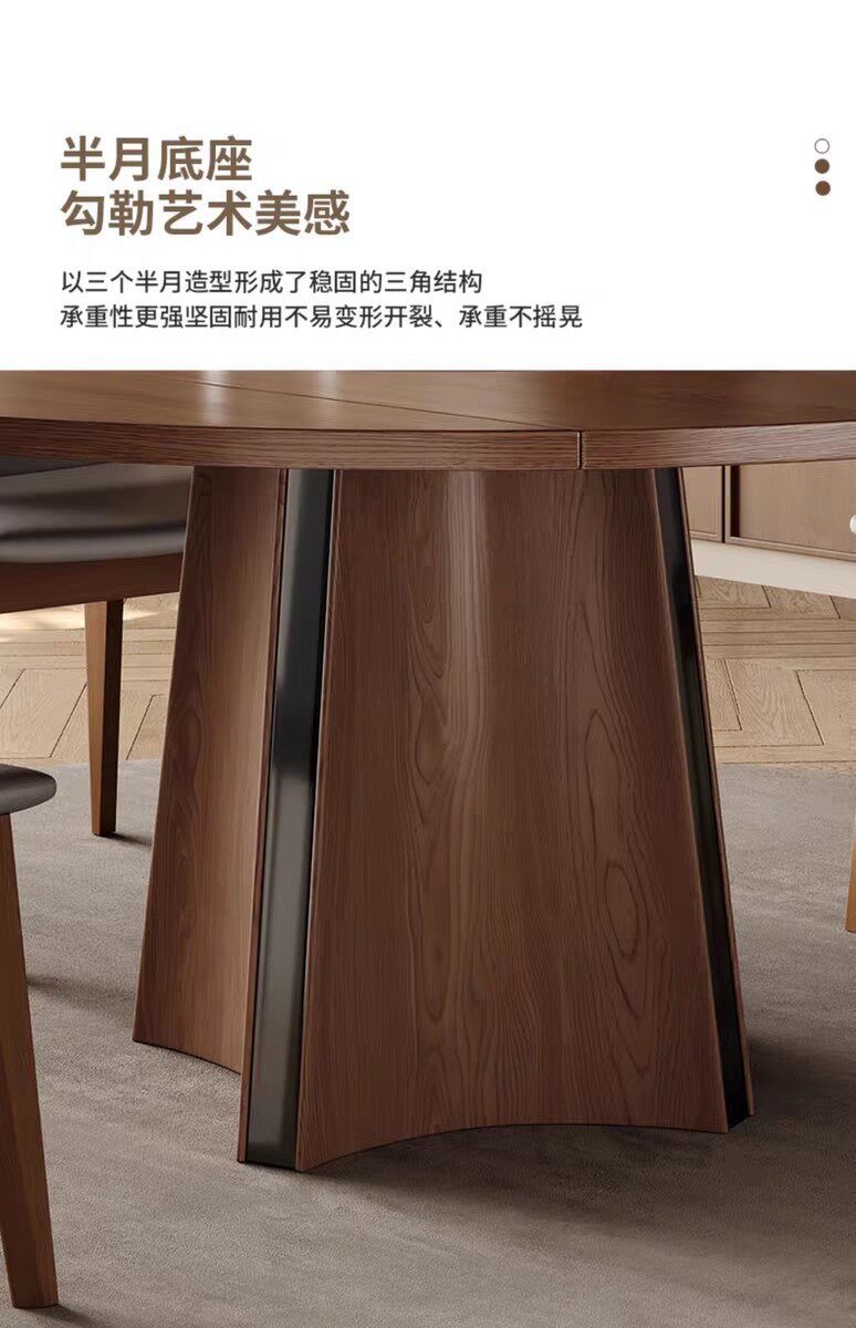 Middle ancient style solid wood rock board jumping table, household embedded warm cutting board, electromagnetic stove, rotatable telescopic dining table