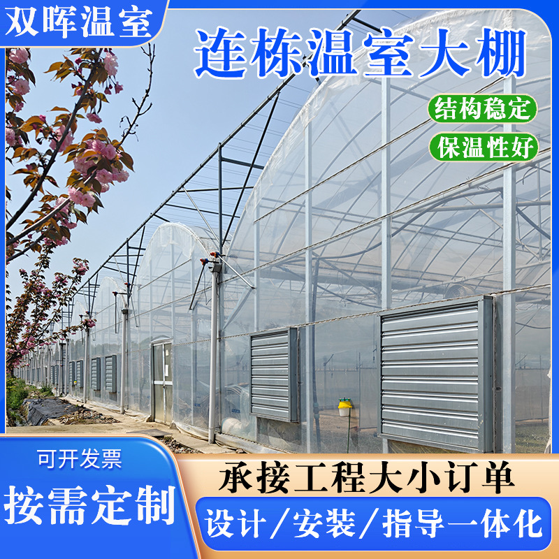 连栋温室大棚厂家蔬菜大棚骨架热镀锌钢架外遮阳薄膜简易温室大棚