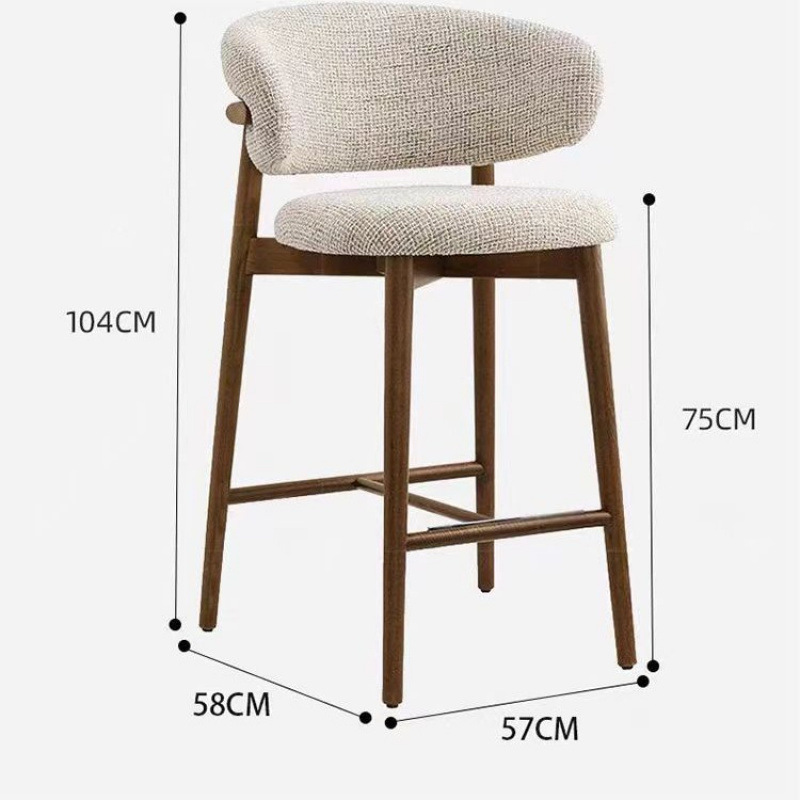 Modern solid wood bar counter chair, Nordic kitchen chair, household small dining chair, backrest, hotel restaurant, leisure high chair