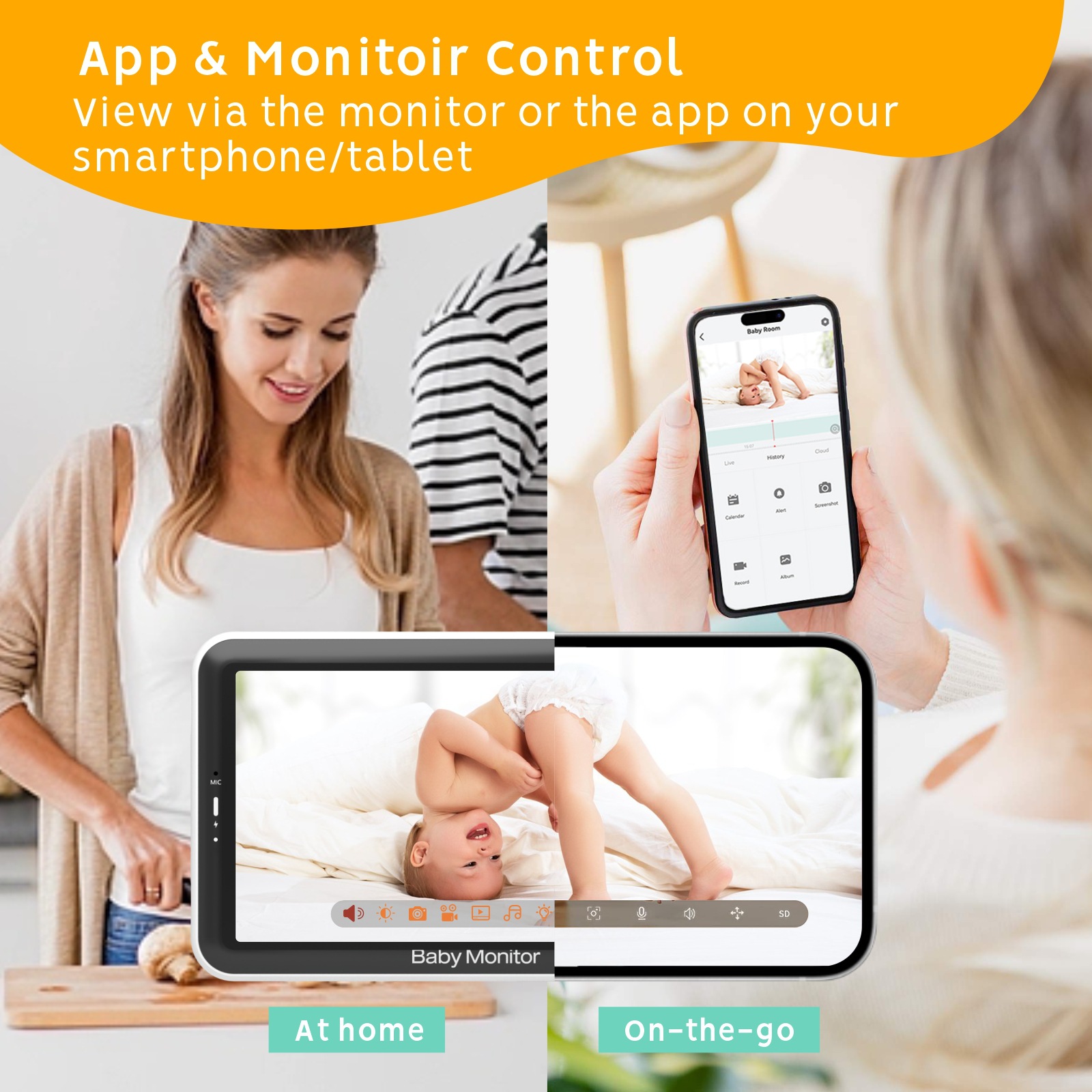 Радионяня Baby Monitor baby6t с поворотной камерой и 5-дюймовым экраном