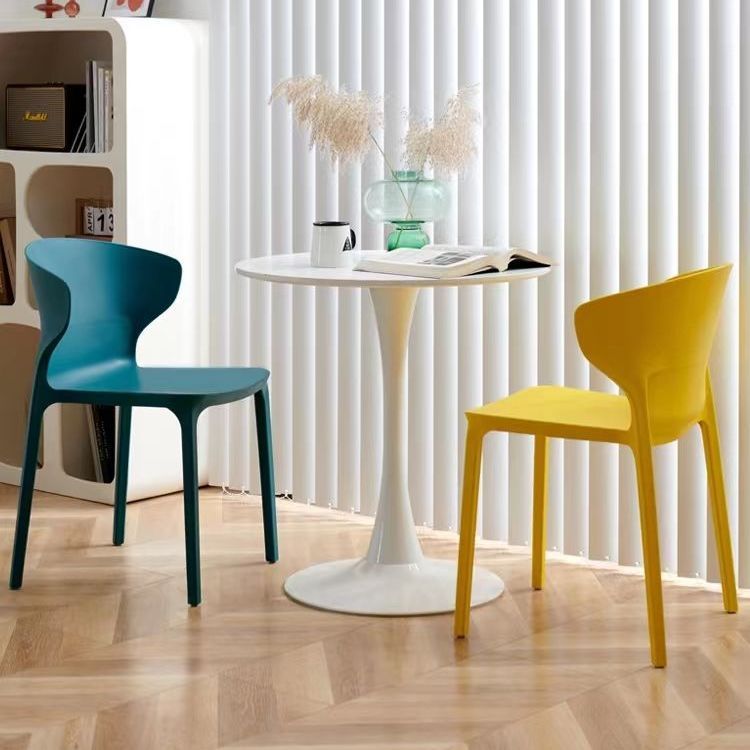 Modern minimalist dining chairs, household chairs, cow horn chairs, plastic chairs, leisure chairs, thickened adult backrest plastic chairs