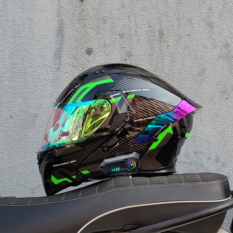 Orz Motorcycle Helmet для отправки Bluetooth мужские и женские открытые шлемы фэнтези -цветовое зеркало Зимнее двойное двойное, полное, четверо, Новый Национальный Стандарт 3C