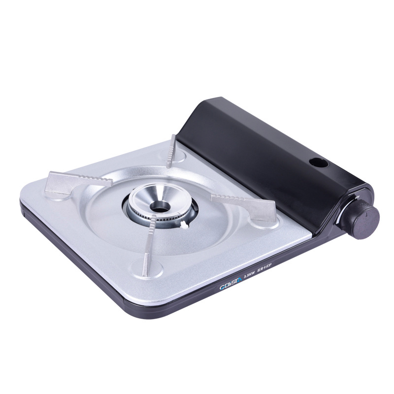 Outdoor portable windproof card stove, commercial ultra-thin smokeless gas barbecue stove, magnetic suction tank, camping campsite