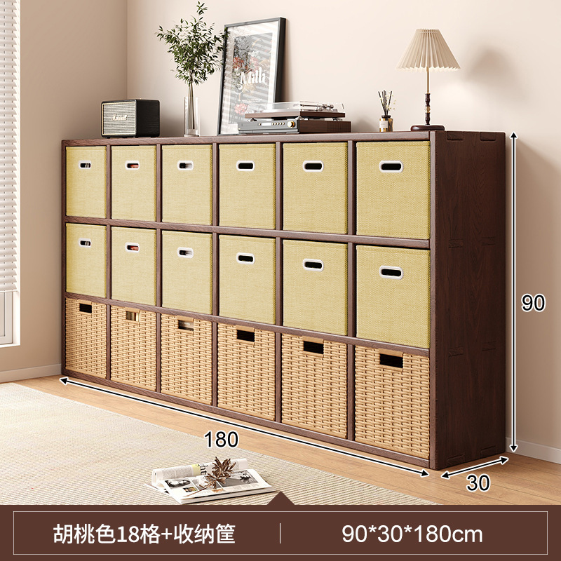 Solid wood bookshelf, floor to ceiling, household bedroom, bedside table, bookshelf, integrated sandwich, bedside storage cabinet, living room cabinet