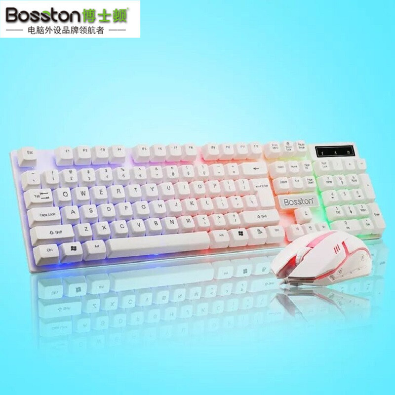 Docton Suspended Rainbow Backlight Computer USB Wired Keyboard and Mouse Set DIY Installation and Configuration