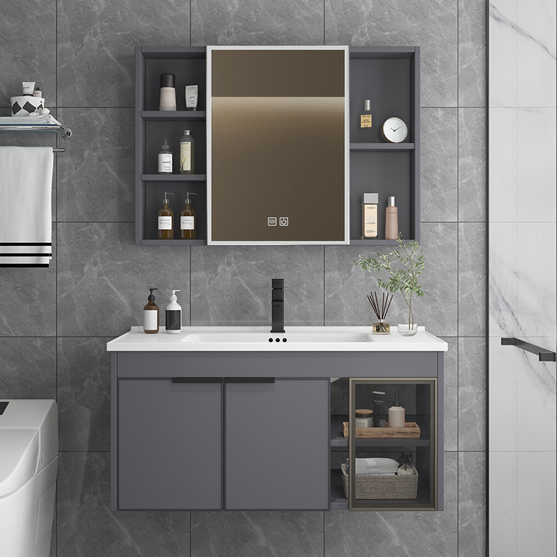 Ceramic integrated basin, space aluminum bathroom cabinet, combination washbasin, washbasin, intelligent mirror cabinet, bathroom cabinet, intelligent mirror cabinet