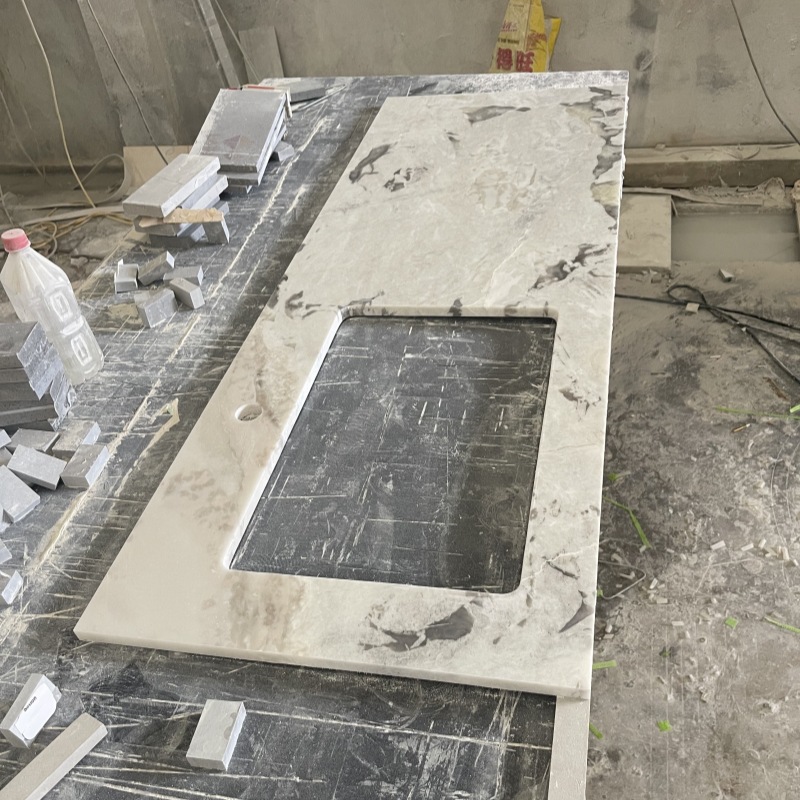 Customized natural Fanti white luxury stone washbasin countertop, marble countertop panel, stone, whole house customization