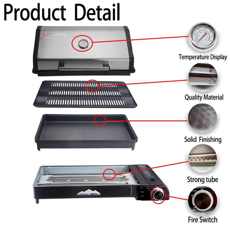 Cross border exclusive outdoor barbecue grill, party picnic, card type gas stove, portable grill, liquefied gas stove, camping