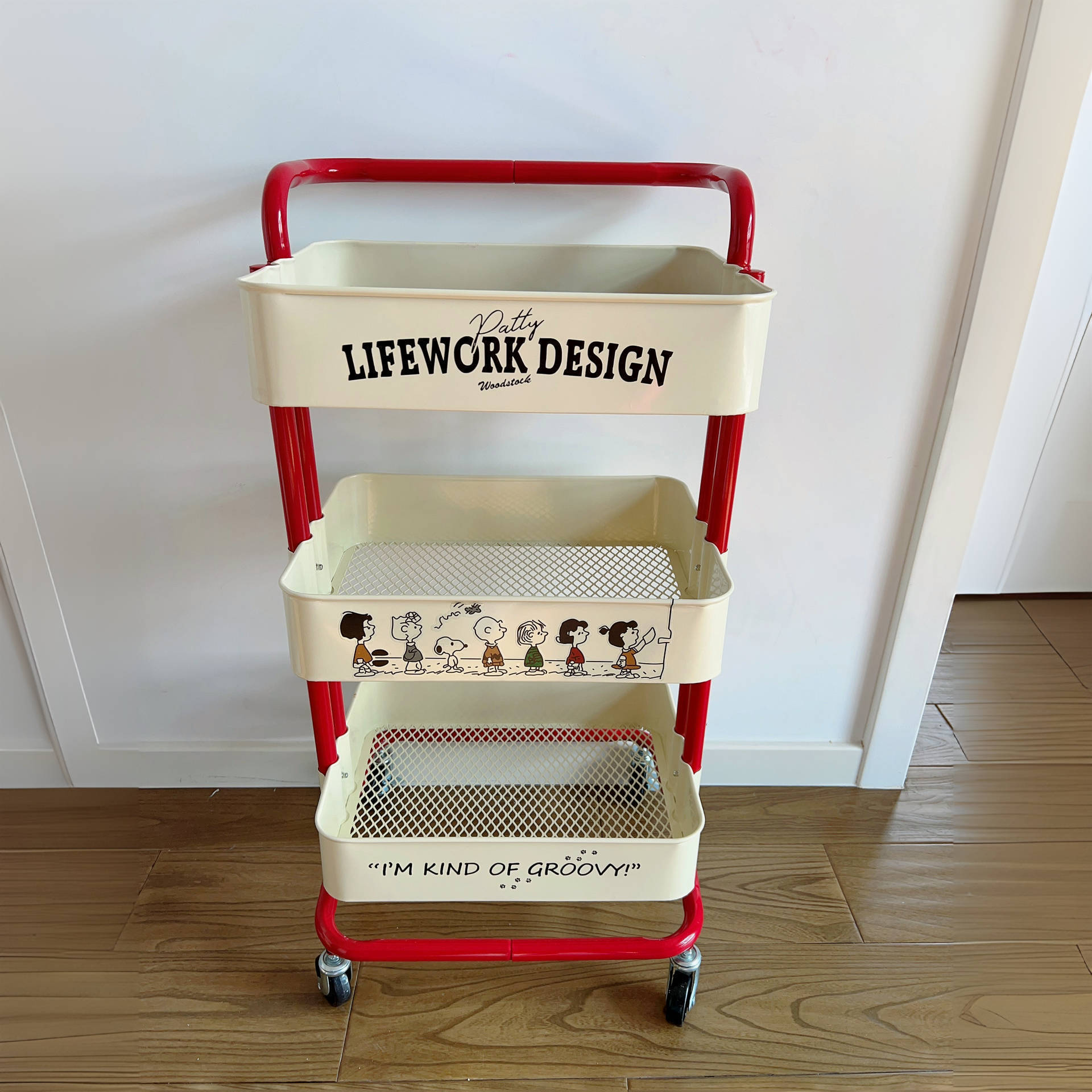 Small cart storage rack, floor standing multi-layer movable living room kitchen storage rack, dormitory snack storage cart wholesale