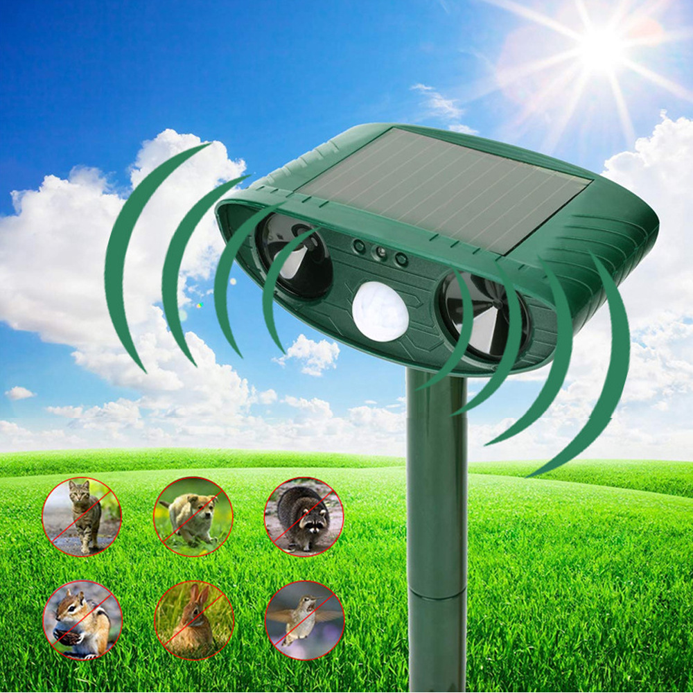 Multi functional outdoor solar ultrasonic animal repellent, mouse repellent, bird repellent, cat and dog repellent