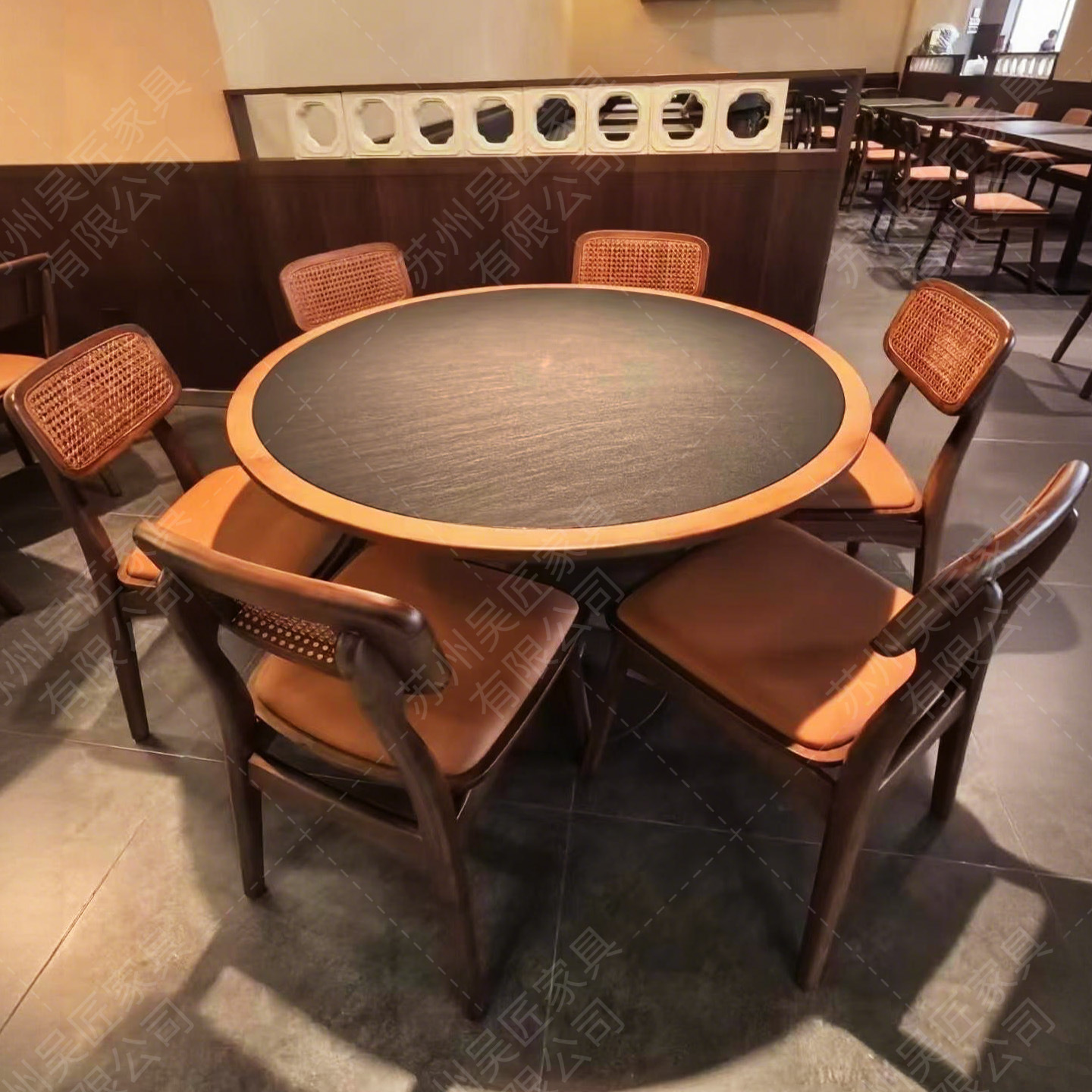 San Chushan Hot Pot Table Smoke free Induction Cooker Integrated Commercial Mountain Slow Fire Stove Stone Mountain Wild Style Chinese Restaurant Table and Chair