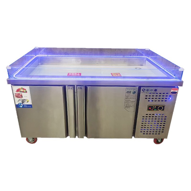 Seafood Ice Table Display Cabinet Refrigeration Refrigeration Commercial Fruit Picking Cabinet spray Refrigeration Display Cabinet Refrigerator Selection