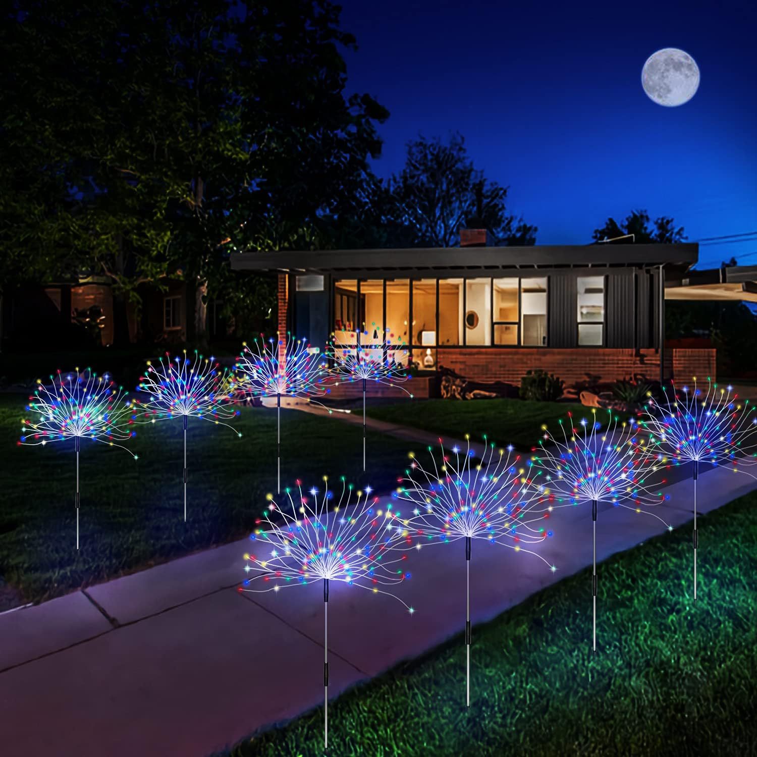 Amazon solar fireworks lights, LED lights, Christmas ground plug, 8 modes, outdoor waterproof garden courtyard decoration
