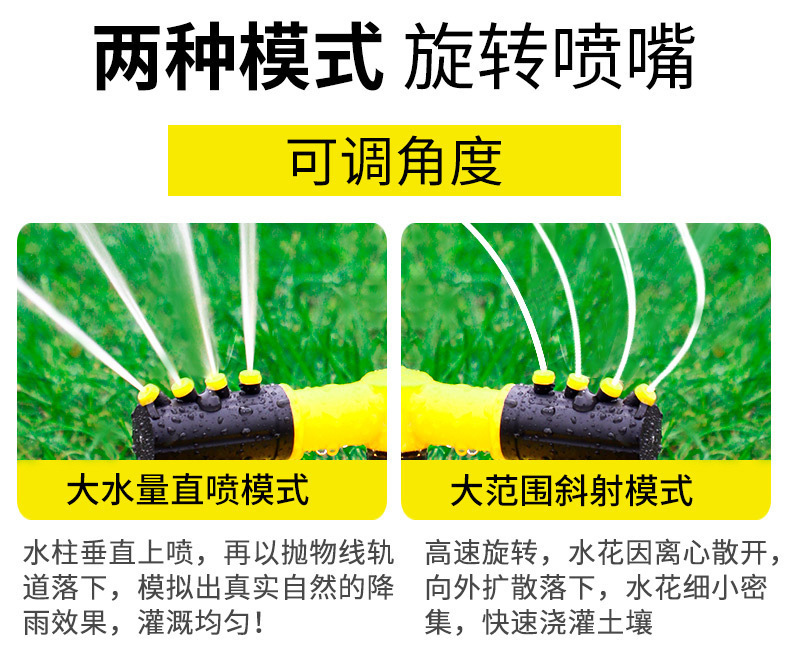 360 degree automatic rotating sprinkler, nursery irrigation rotating three-way sprinkler series sprinkler, watering plants