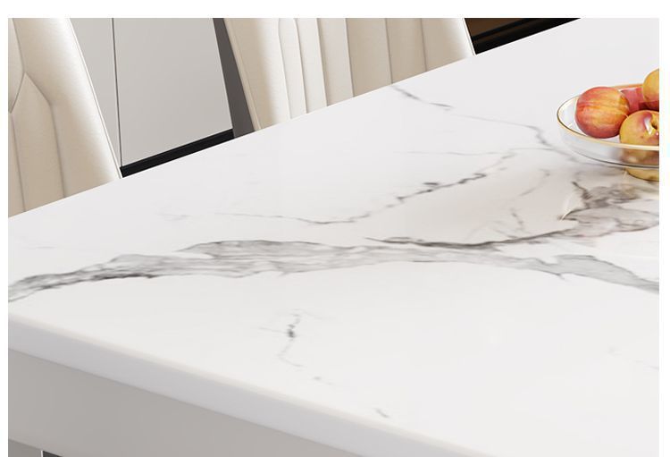 Solid wood square table with induction cooker, small household rectangular dining table, marble dining table and chair combination, modern and simple