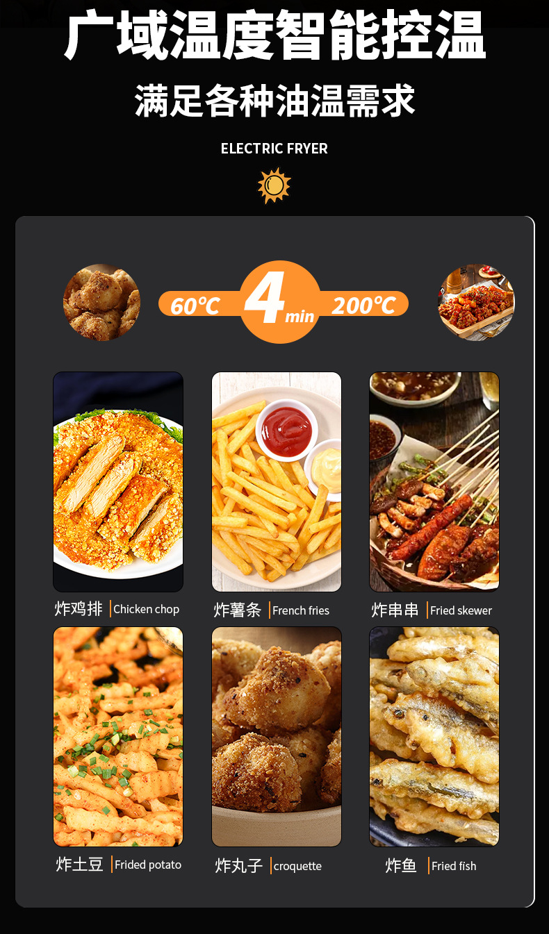 Tuoqi Commercial Desktop Electric Fryer Thickened Stainless Steel Double Cylinder Electric Heating Fryer Large Capacity French Fryer