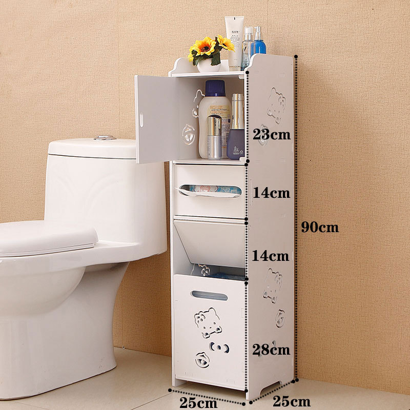Bathroom side cabinet, toilet side cabinet with garbage bin, bathroom crevice shelf, toilet storage, waterproof storage cabinet