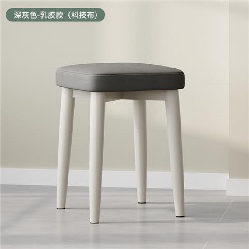 实木凳子家用奶油风餐凳原木可叠放餐椅餐厅软椅子简约卧室化妆凳