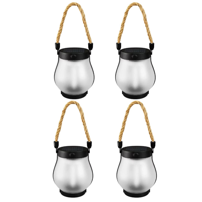 Cross border solar flame lamp hemp rope lantern courtyard garden decoration Mason lamp solar USB courtyard lamp