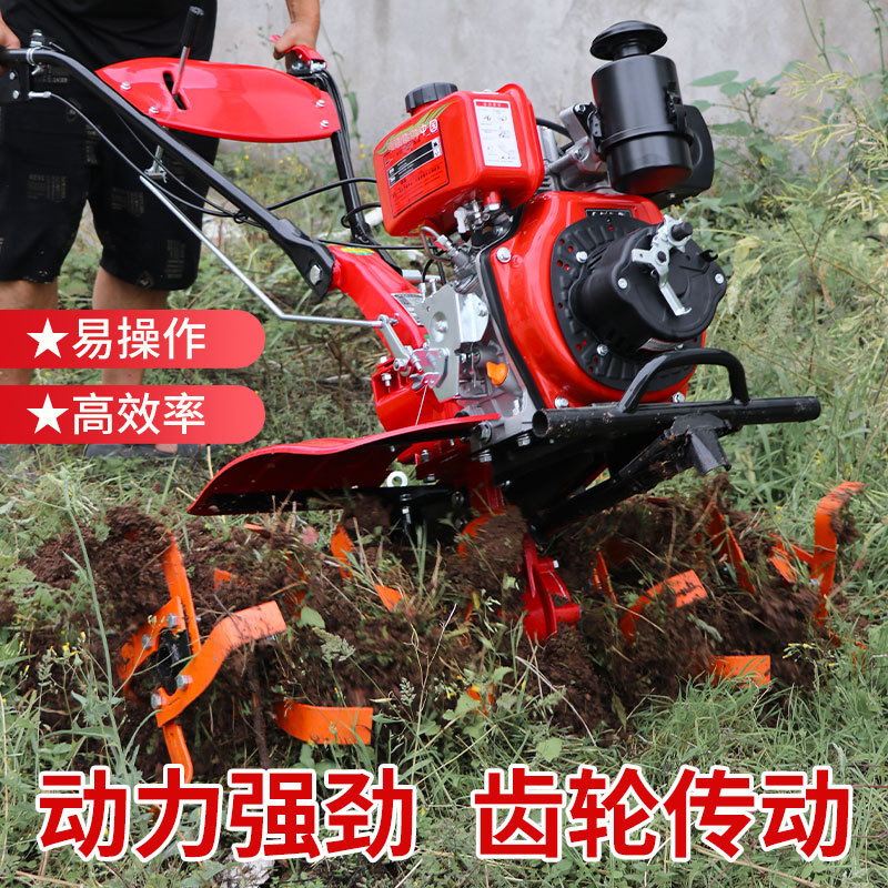 Diesel micro tiller, agricultural machinery, rotary tiller, trenching machine, small household farmland, plowing, turning, loosening, and tilling for farming