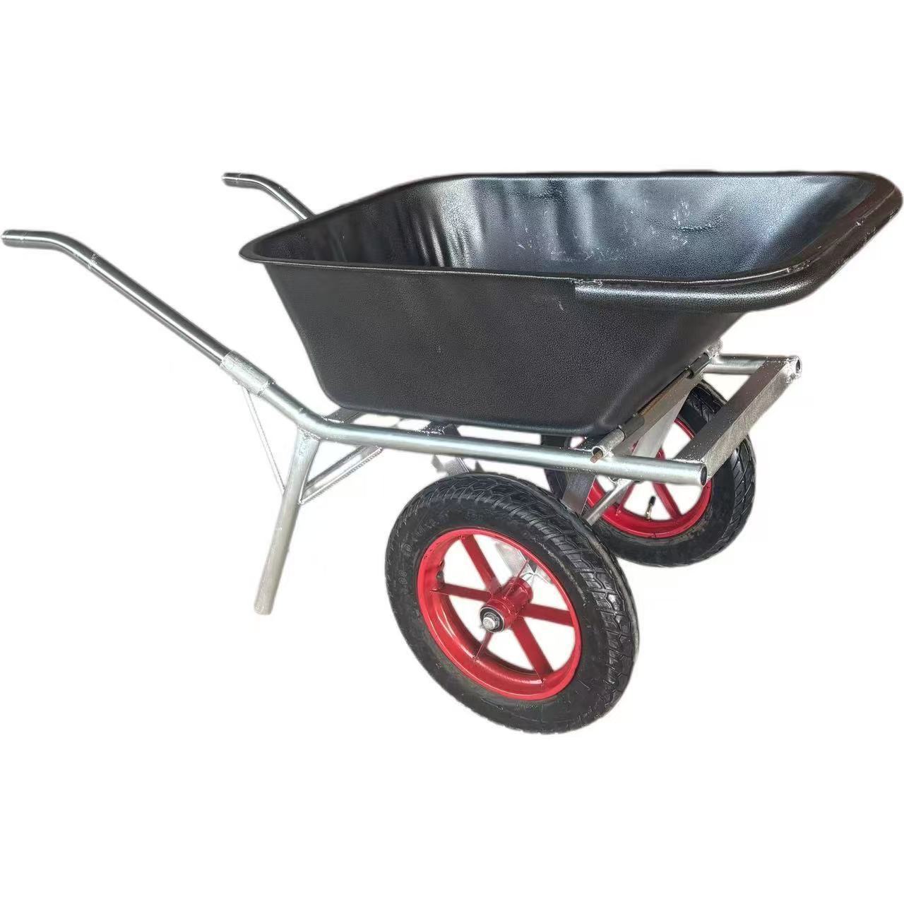 Thickened double wheeled single wheeled handcart for household construction sites, double wheeled single wheeled dump truck for breeding farms, garden soil handling truck