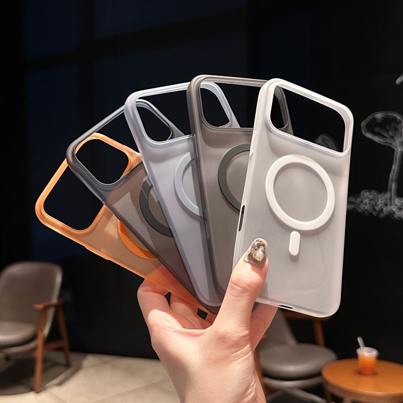 Ice mist ultra-thin skin feel suitable for iPhone 17 phone case semi transparent frosted magnetic charging Apple 16 anti drop hard case
