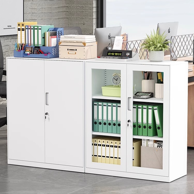 Office metal file cabinet with lock, low cabinet, floor standing file storage cabinet, double-sided data cabinet, steel storage cabinet