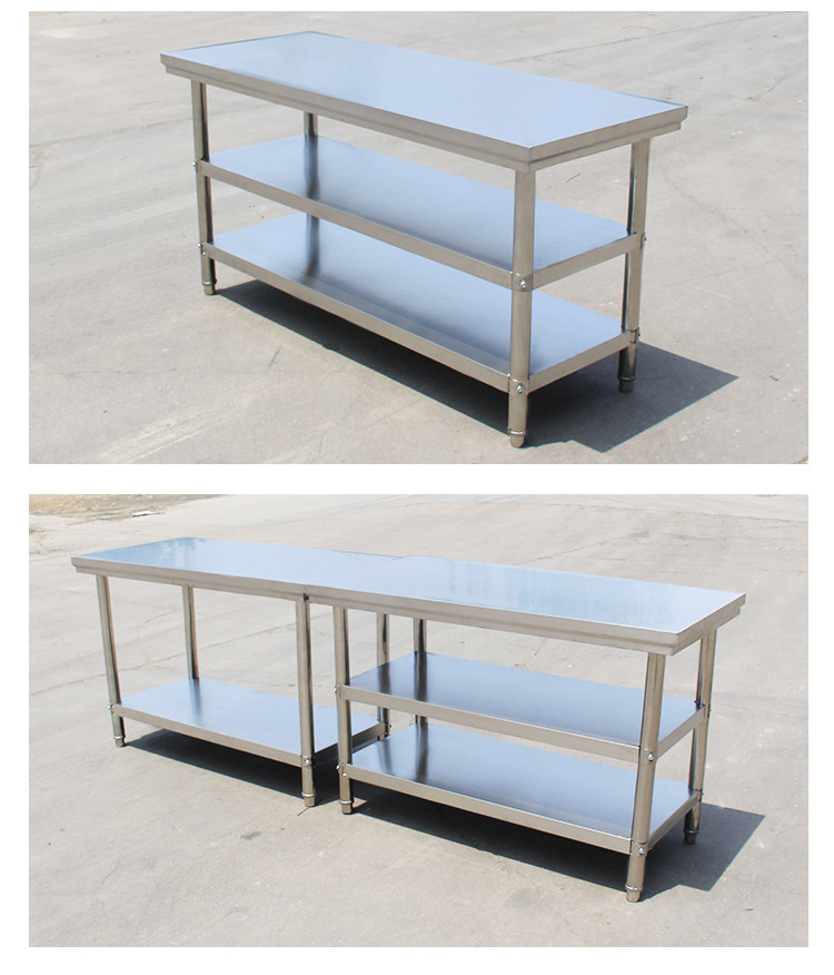 Free shipping disassembly and assembly double-layer stainless steel workbench, restaurant kitchen operation desk, workbench, loading table, packaging table top
