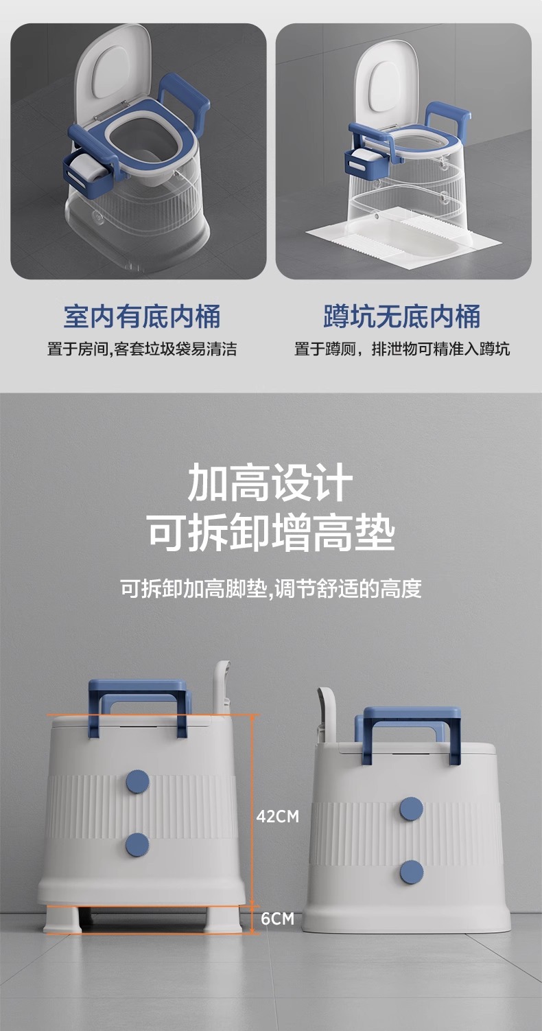 Indoor portable toilet for pregnant women, elderly people, toilet seat, bedroom toilet bucket, household elderly toilet seat, movable toilet