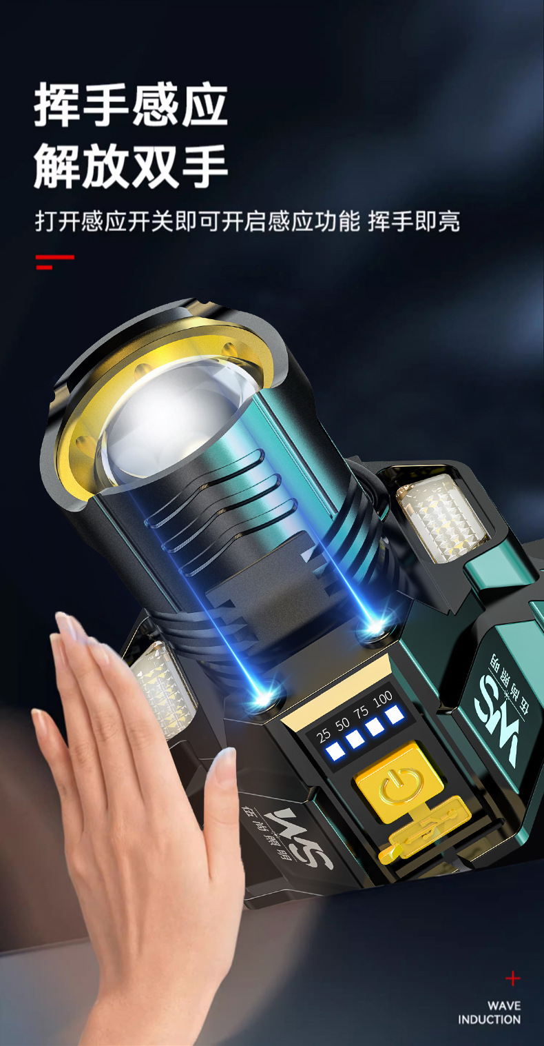 DaKe cross-border ultra bright light night fishing induction mine USB charging emergency intelligent head mounted outdoor lighting