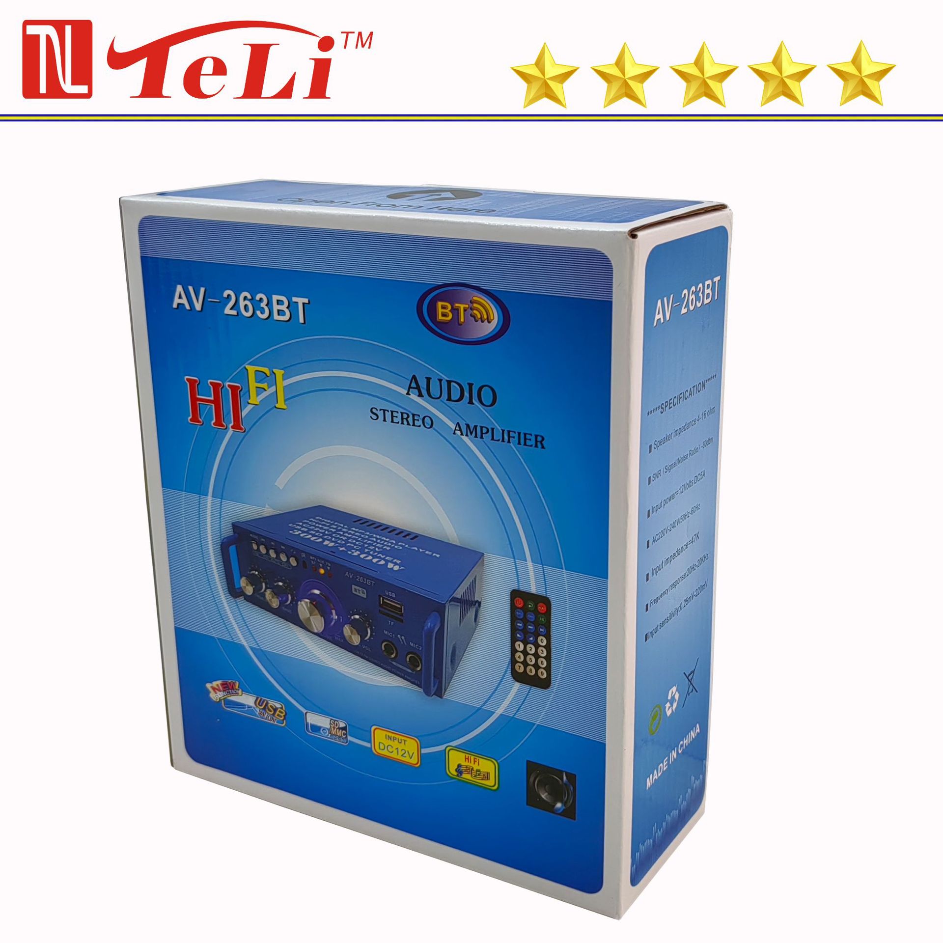 Стерео усилитель HiFi AV-263BT с Bluetooth и USB
