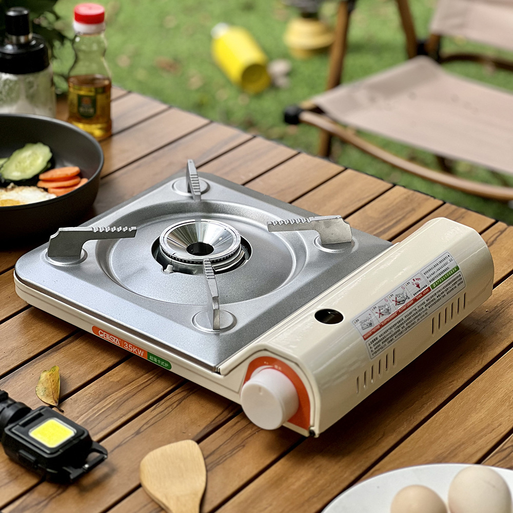 Outdoor portable windproof card stove, commercial ultra-thin smokeless gas barbecue stove, magnetic suction tank, camping campsite