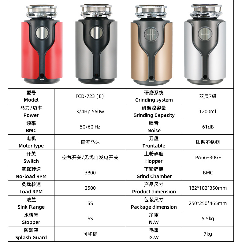 Измельчитель пищевых отходов True Home FCD723(E) 560 Вт