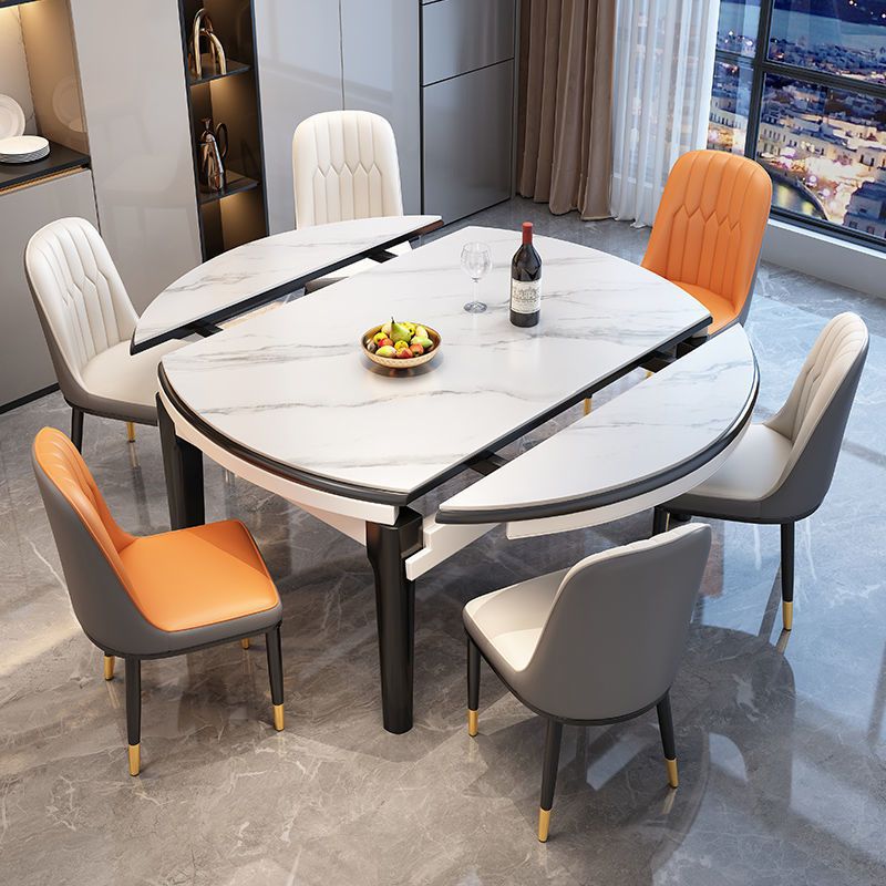 Dining table, home use, high-end rock board dining table, round table, solid wood dining table, chair, circular dining table, extendable folding dining table chair