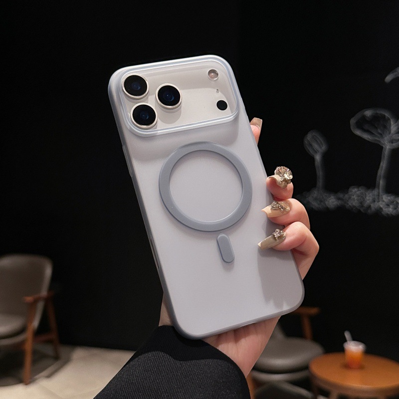 Ice mist ultra-thin skin feel suitable for iPhone 17 phone case semi transparent frosted magnetic charging Apple 16 anti drop hard case