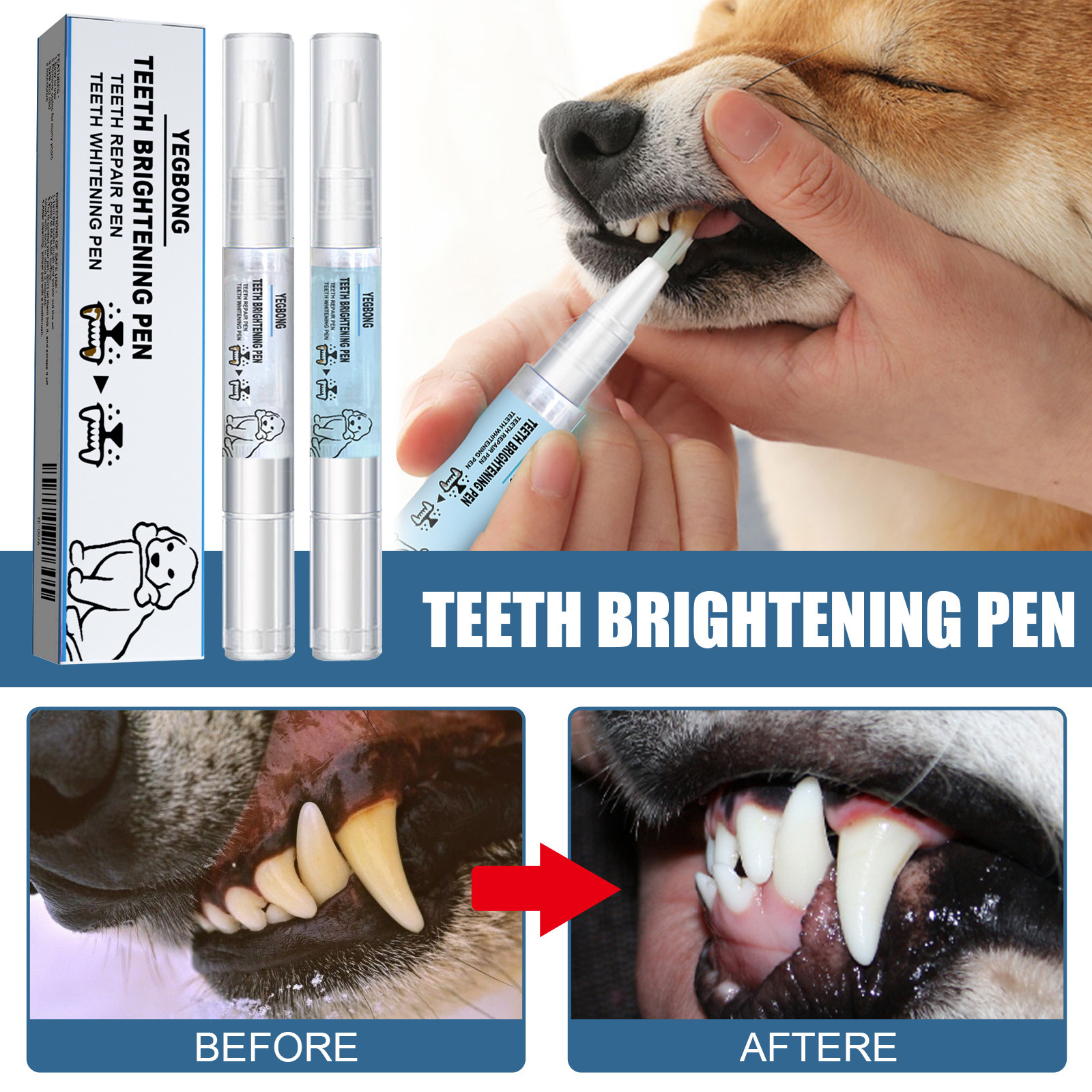 Yegbong Pet Dyber Pen Dog Cat Cat Dental Dental Cleanship Tool Cat and Dog Pet Clean ручка