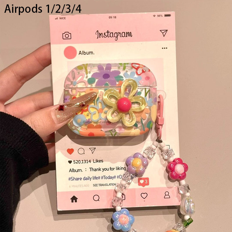Summer Flower Apple Earphone Protective Cover Suitable for Airpodspro2 Shell Bluetooth New Airpods4 Third Generation