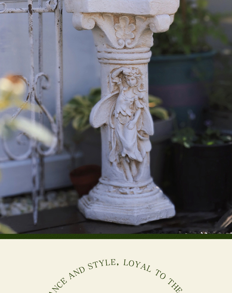 Factory direct sales of European style antique white angel Roman column basin cushion base, miscellaneous garden decoration ornaments, handicrafts
