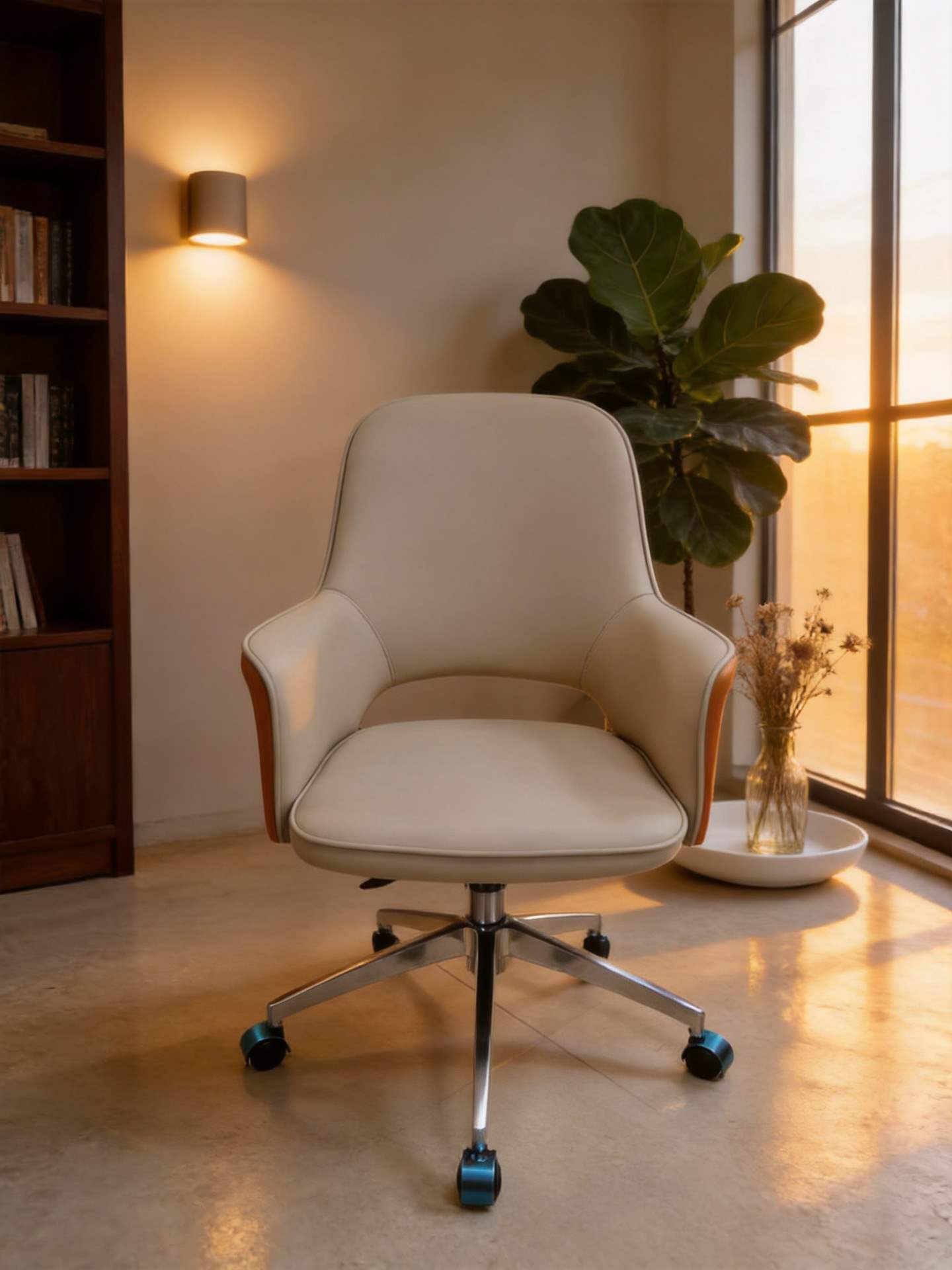 Modern minimalist office chair, ergonomic computer chair, Vienna hotel apartment, desk and chair, writing chair, reception chair