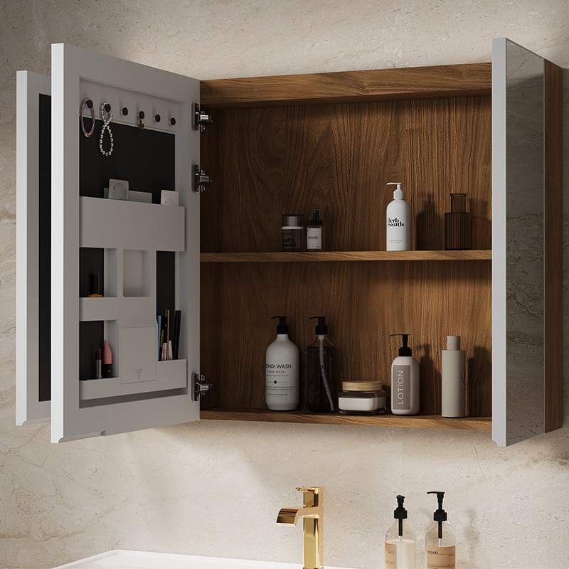 Walnut wood antique style bathroom cabinet, ceramic integrated basin, bathroom washbasin, intelligent mirror cabinet, origin factory