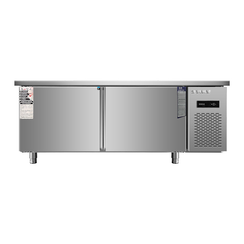 Preservation workbench, commercial freezer, refrigeration equipment operation, large capacity horizontal stainless steel dual temperature workbench